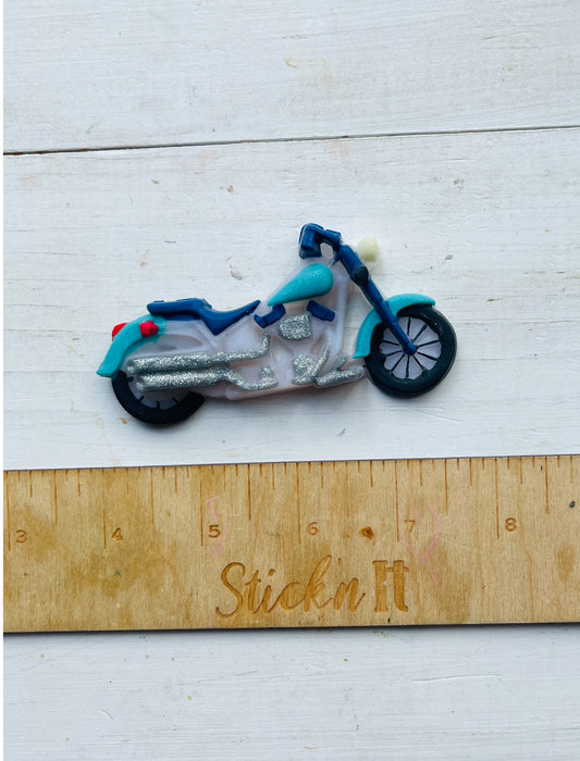 Blue and clear motorcycle