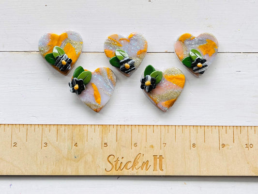 Oversized Floral Marble Hearts